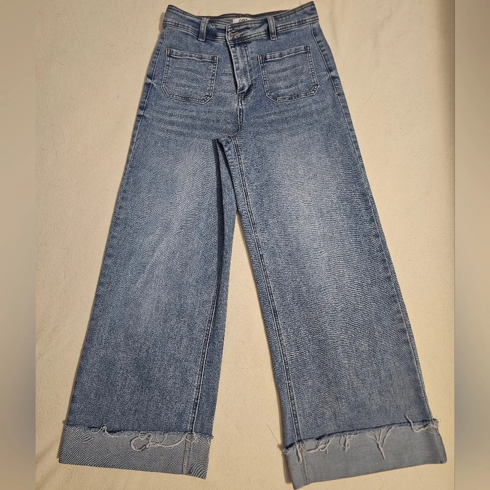 OAT NEW YORK Womens Ligth Blue Jeans High Waist - Wide Legs VERY STRETCHY SIZE 8 - Picture 1 of 10